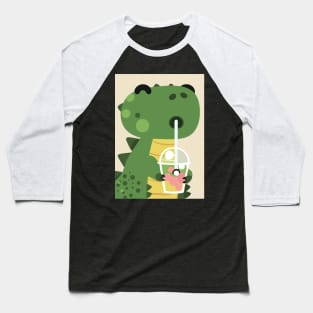 Cute Baby Dinosaur drinks Shake Baseball T-Shirt